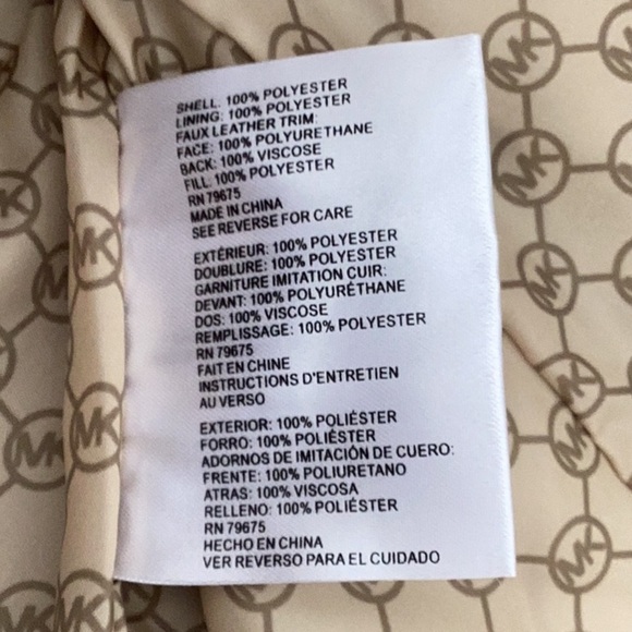 Michael Kors NWT Women’s Diamond  Quilted Taupe Jacket with Brown Trim Medium - Picture 10 of 11